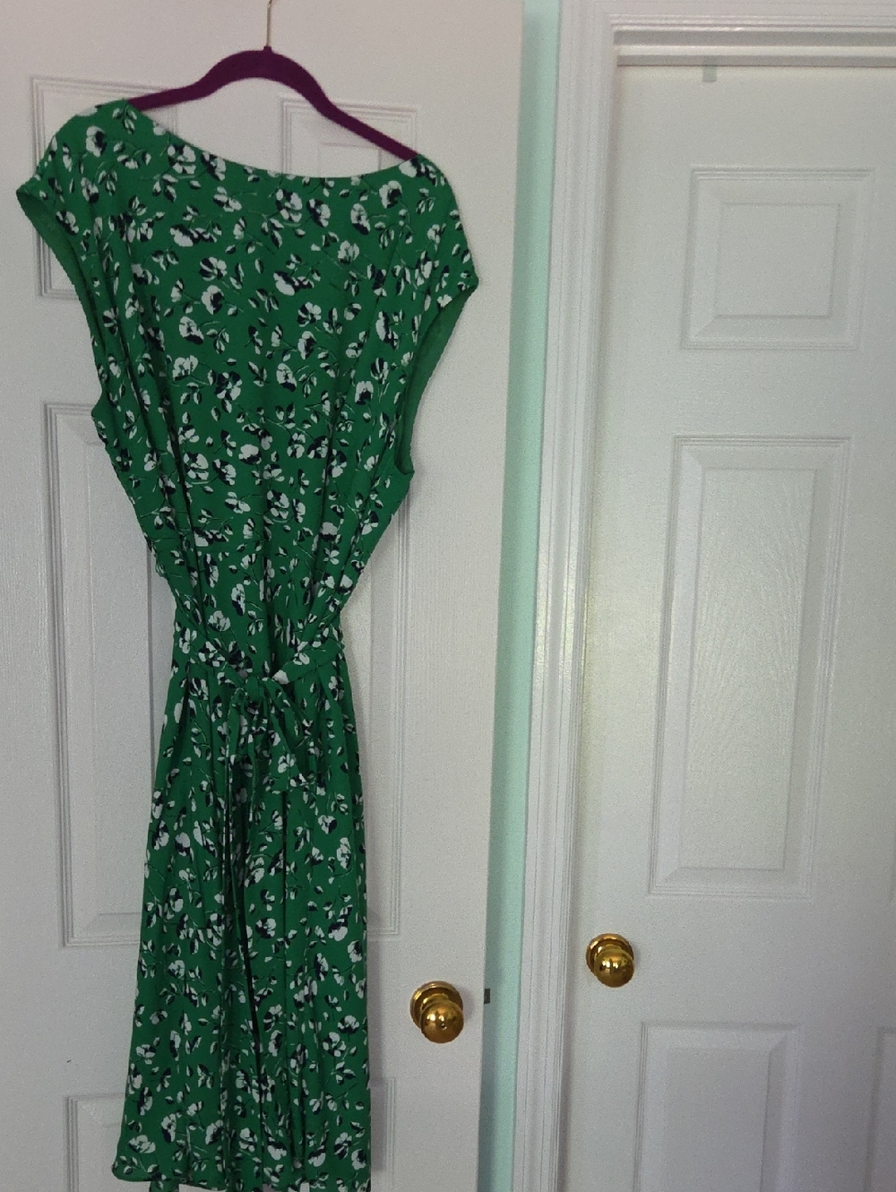 Lauren Ralph Lauren Green Floral Tie-Waist Midi Dress